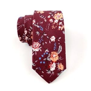 Men's Maroon Bohemian Floral Slim Necktie